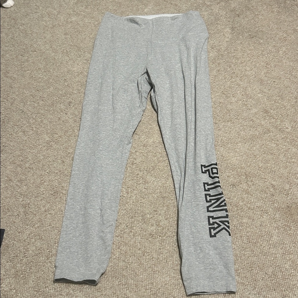 Vs pink full Length High Waist leggings new LARGE Grey logo